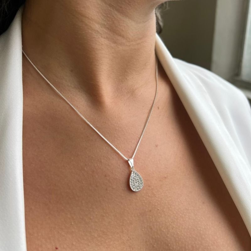 Colar Gota Micro Zircônia Banho Ouro 18k/Prata 925