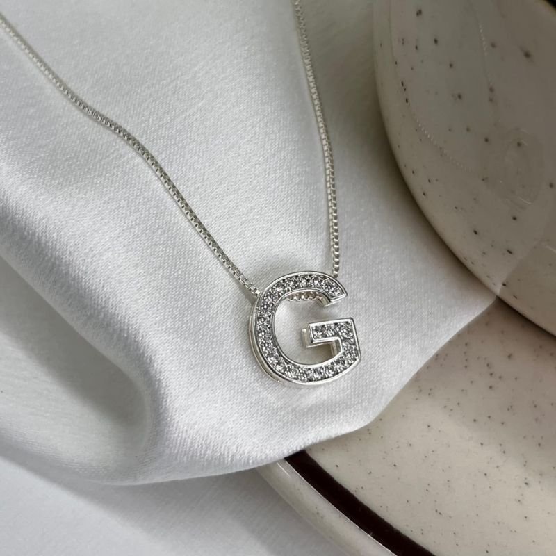 Colar Inicial D Cravejada Banho Ouro 18k/Prata 925