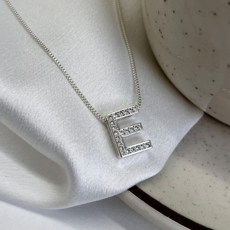 Colar Inicial E Cravejado Banho Ouro 18k/Prata 925