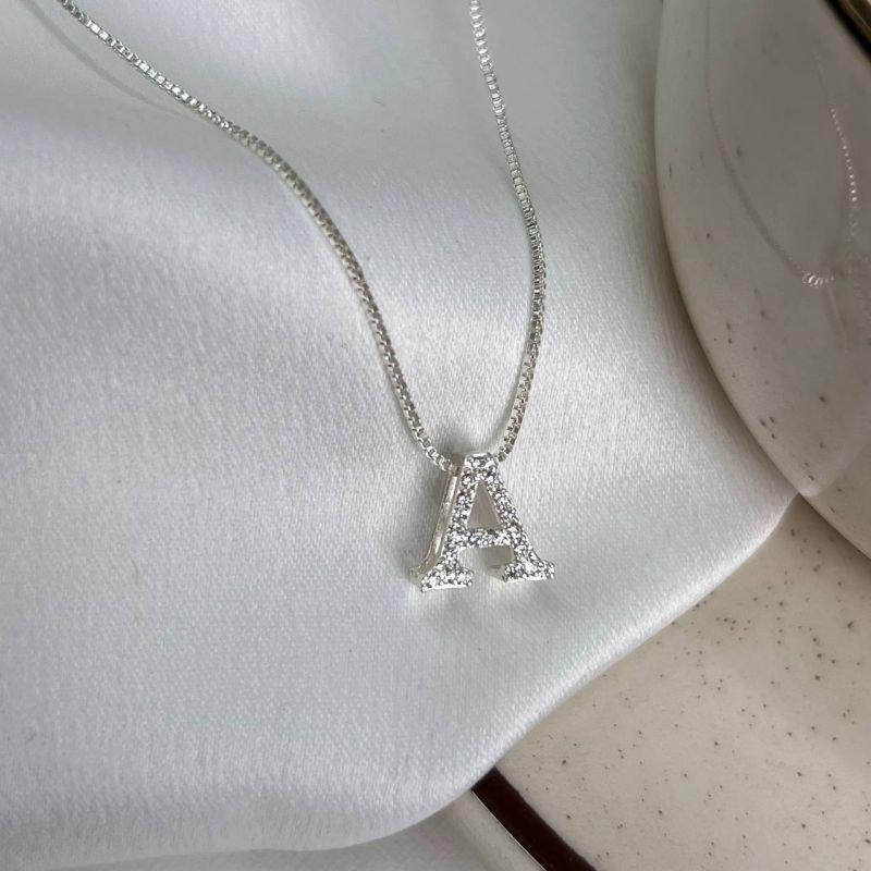 Colar Letra A Banho Ouro 18k/Prata 925