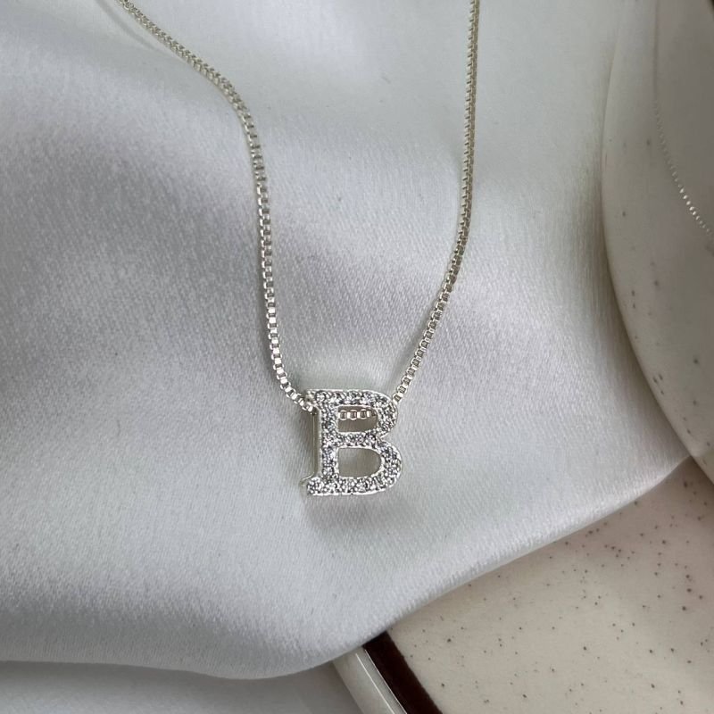 Colar Letra B Banho Ouro 18k/Prata 925