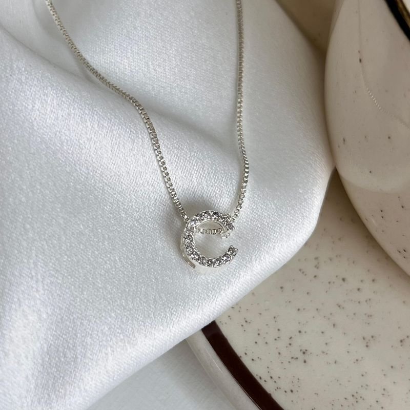 Colar Letra C Banho Ouro 18k/Prata 925