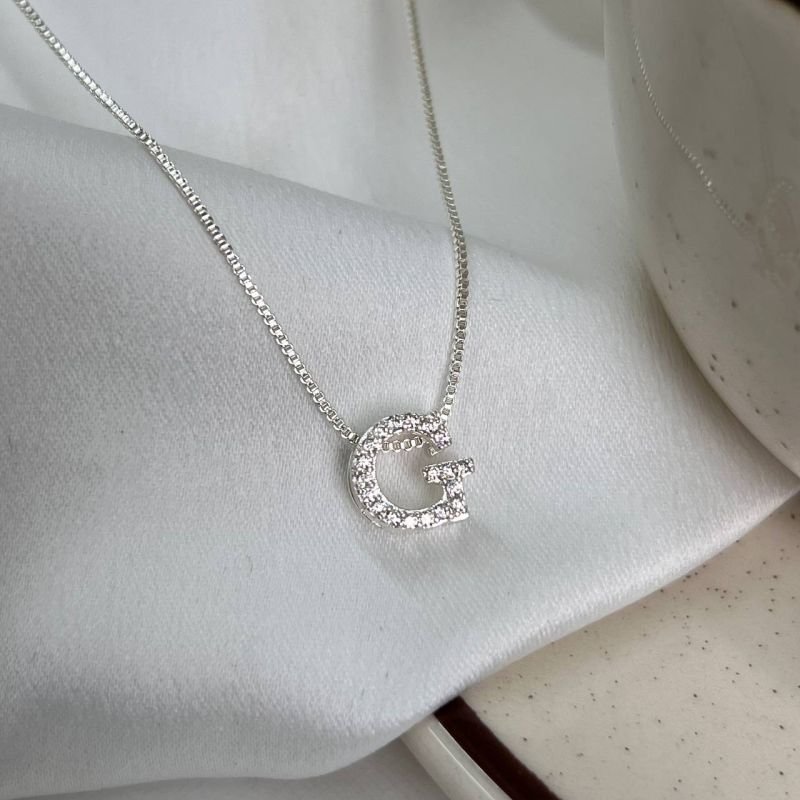 Colar Letra G Banho Ouro 18k/Prata 925