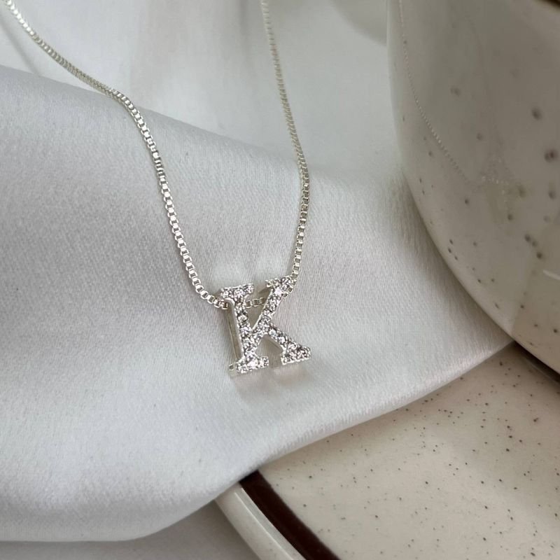 Colar Letra K Banho Ouro 18k/Prata 925