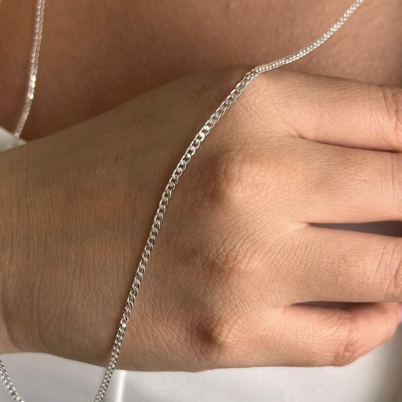 Colar Longo Elos 78cm Banho Prata 925