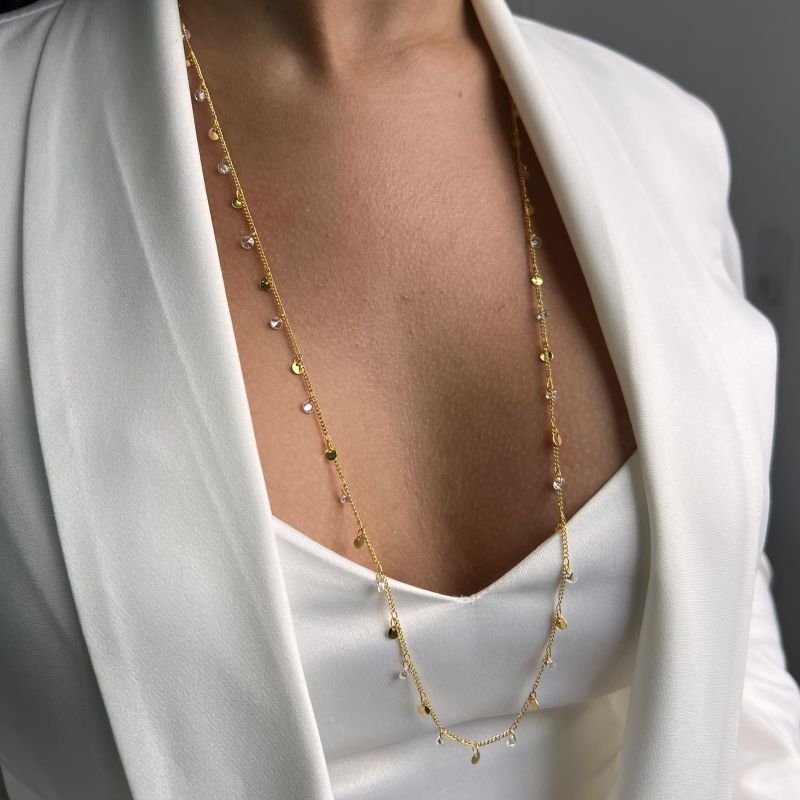 Colar Longo 80cm Banho Ouro 18k/Prata 925