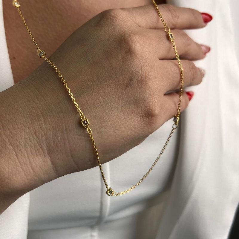 Colar Longo 80cm Banho Ouro 18k/Prata 925