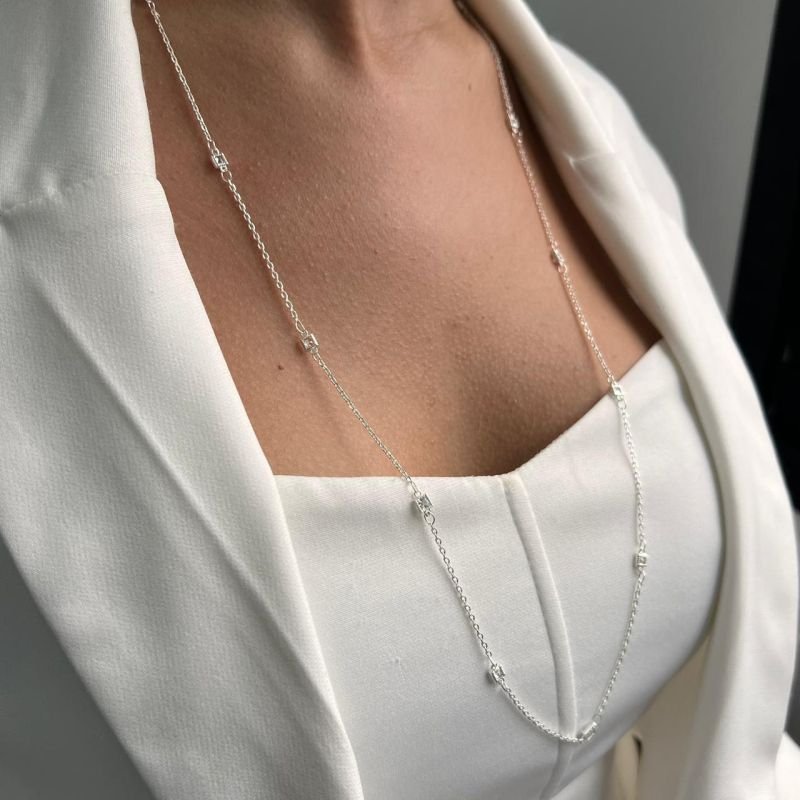 Colar Longo 80cm Banho Ouro 18k/Prata 925