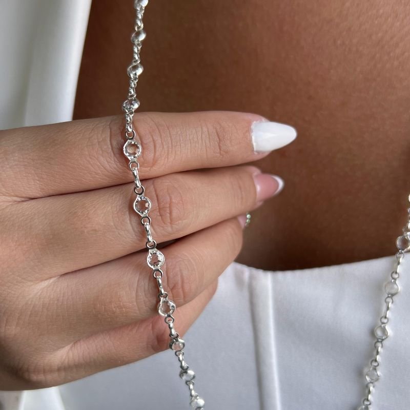 Colar Longo 80cm Ponto de Luz Banho Ouro 18k/Prata 925