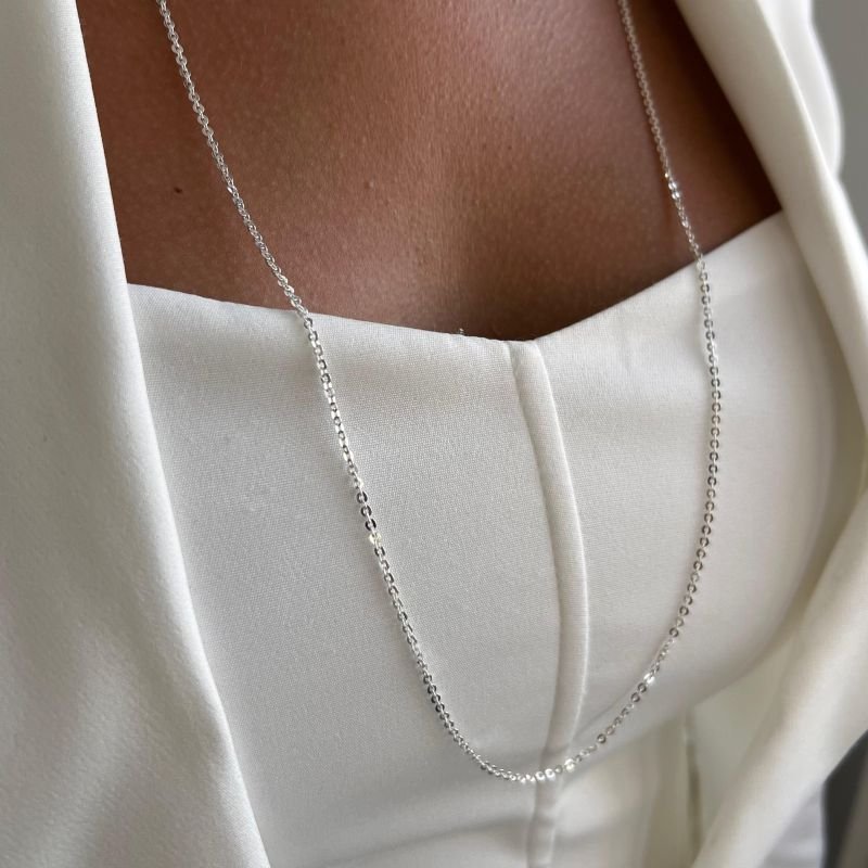 Colar Longo Elo Banho Prata 925