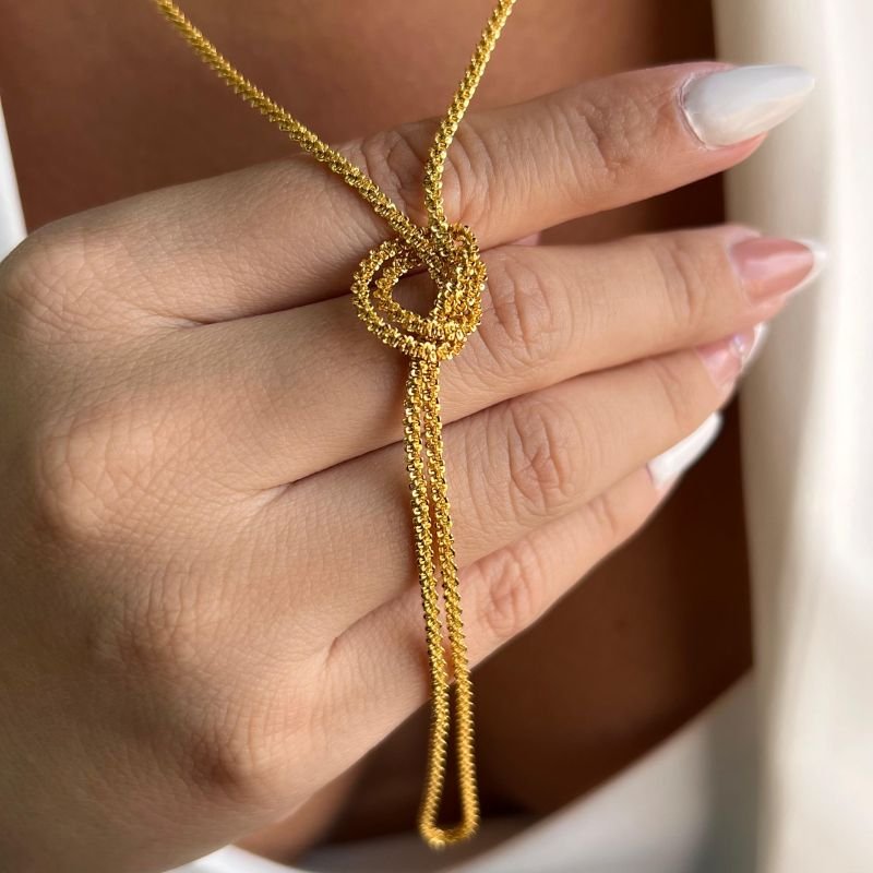 Colar Longo Diamantado 2 em 1 Banho Ouro 18k/Prata 925