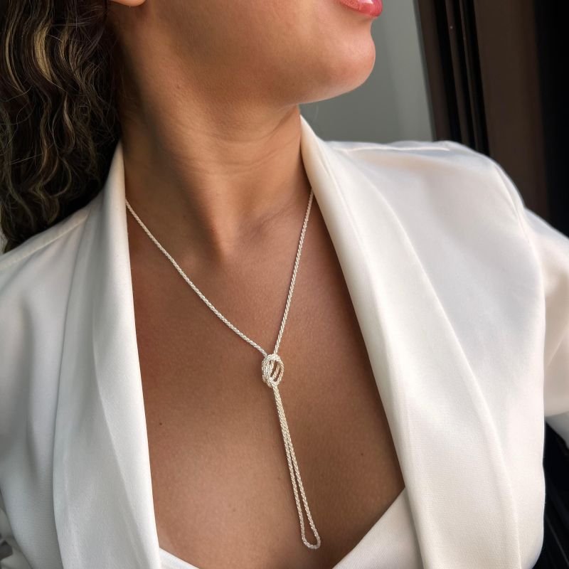Colar Longo Diamantado 2 em 1 Banho Ouro 18k/Prata 925