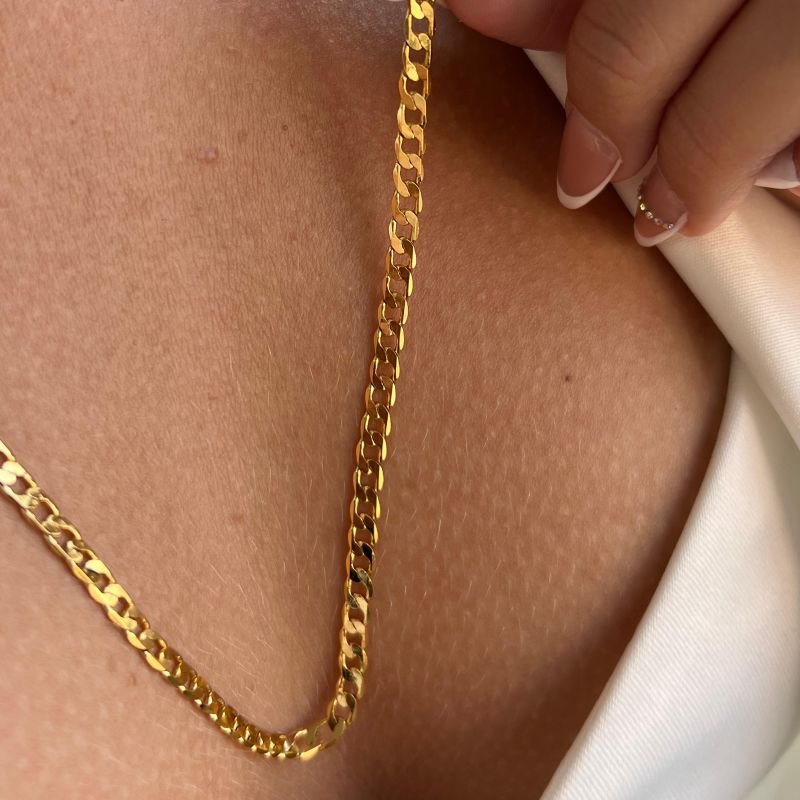 Colar Longo Elo Grossa Banho Ouro 18k