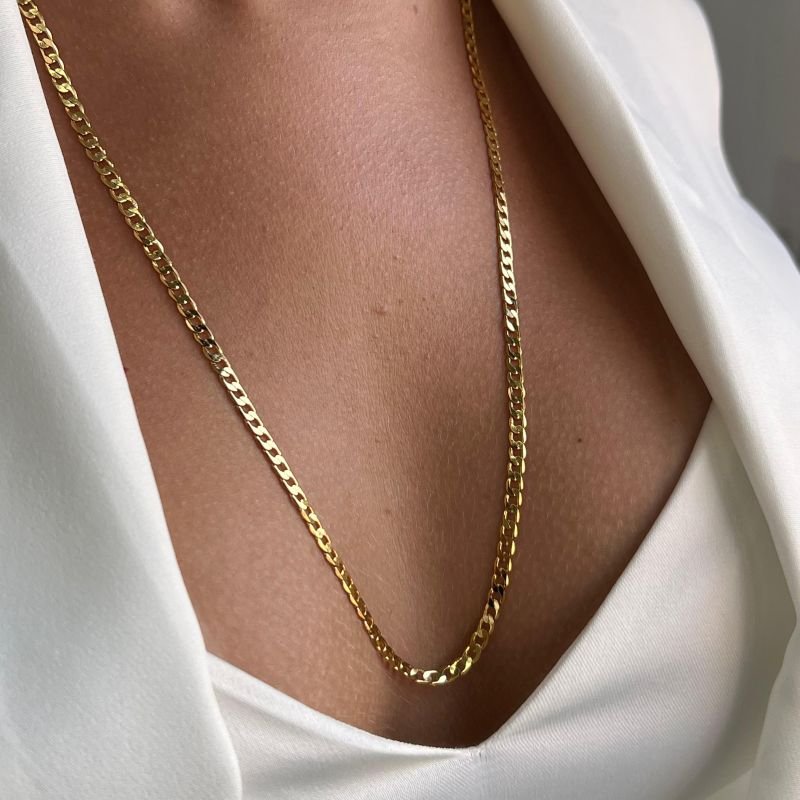 Colar Longo Elo Grossa Banho Ouro 18k