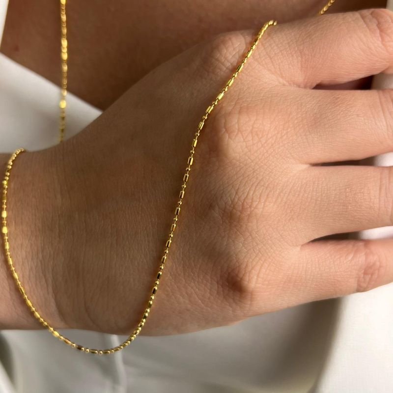 Colar Longo Pontilhado 80cm Banho Ouro 18k