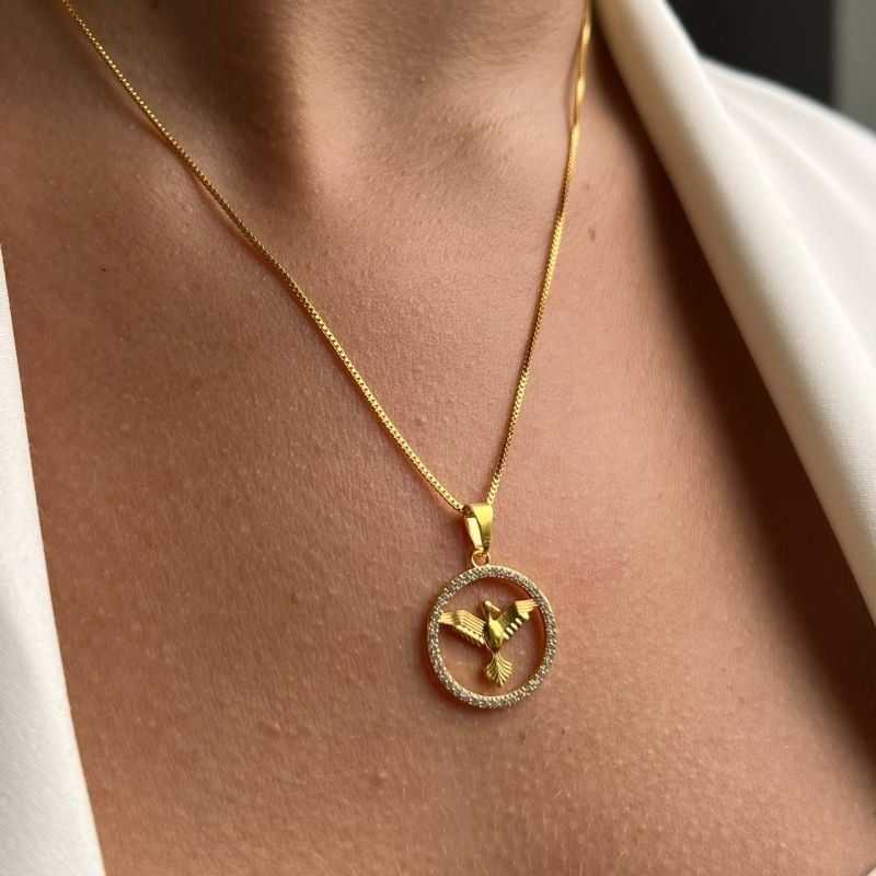 Colar Mandala Espirito Santo Banho Ouro 18k/Prata 925