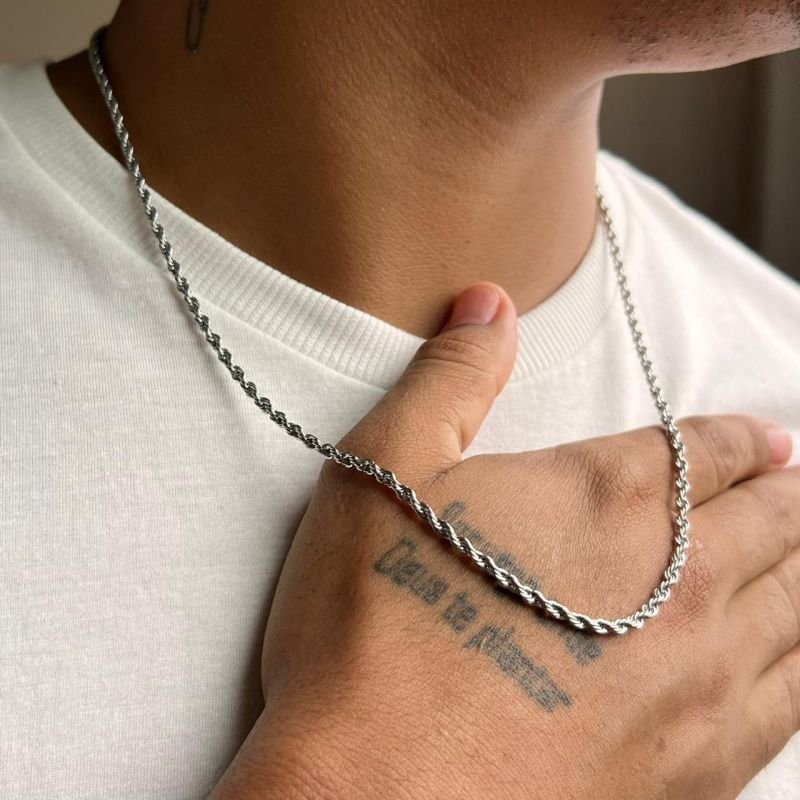 Colar Masculino Aço Inoxidável Dourado/Ródio - Bruno