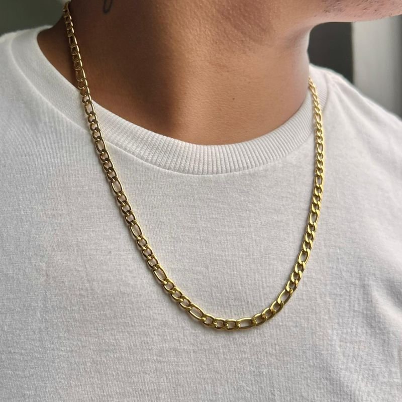 Colar Masculino Aço Inoxidável Dourado - Pedro