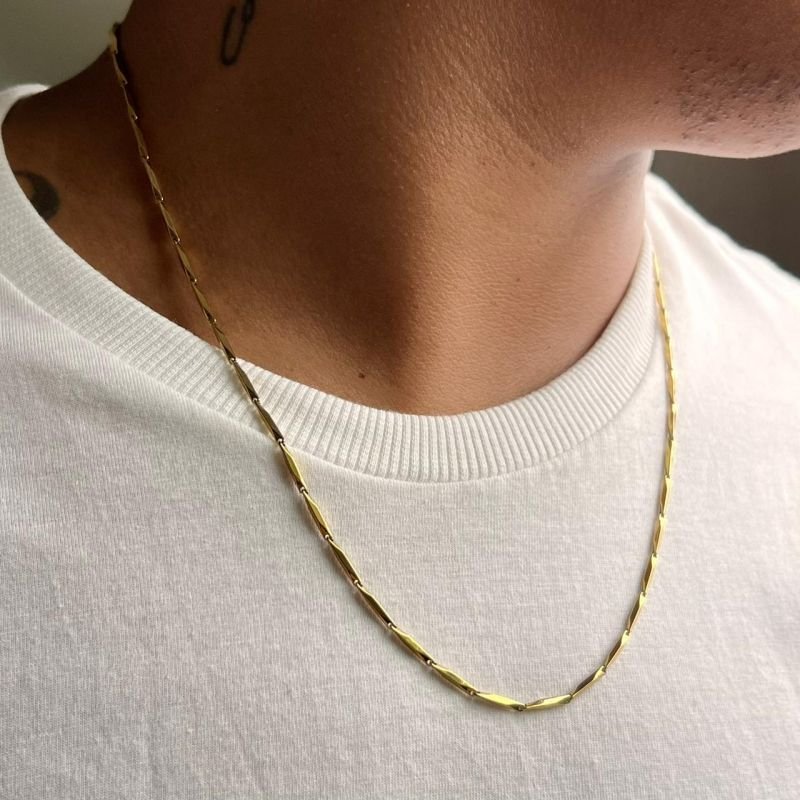 Colar Masculino Aço Inoxidável Dourado/Ródio - Marcelo