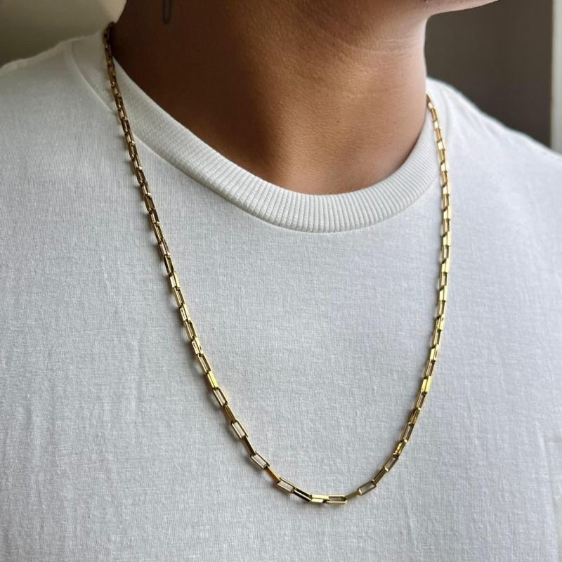 Colar Masculino Aço Inoxidável Dourado/Ródio - Max