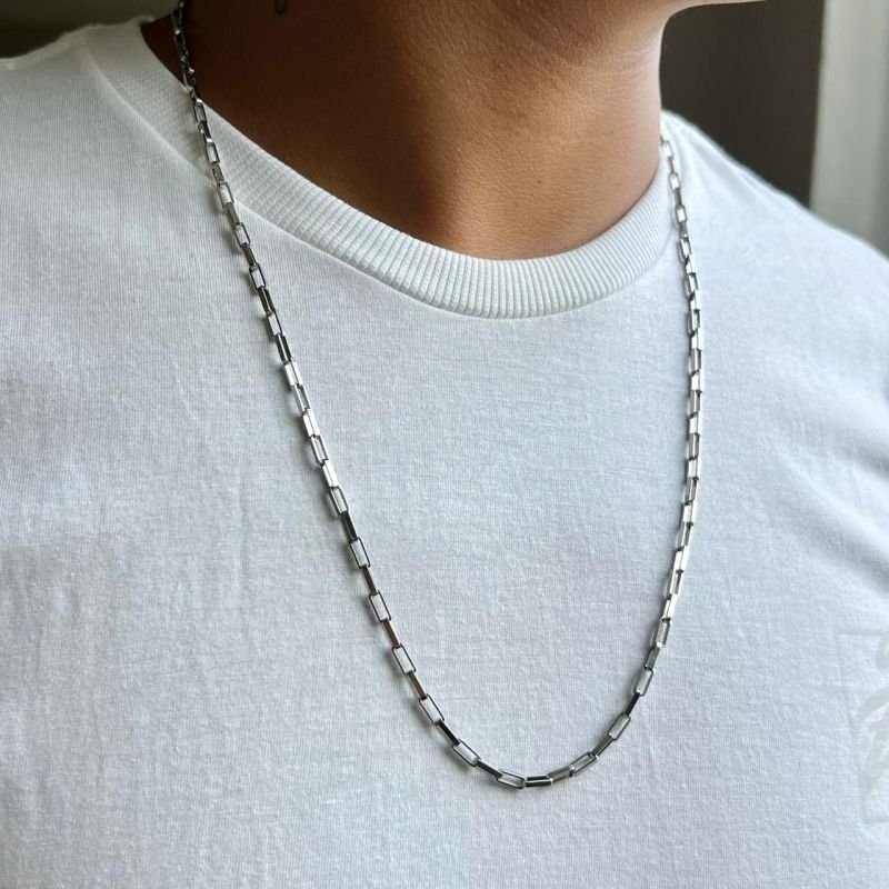 Colar Masculino Aço Inoxidável Dourado/Ródio - Max