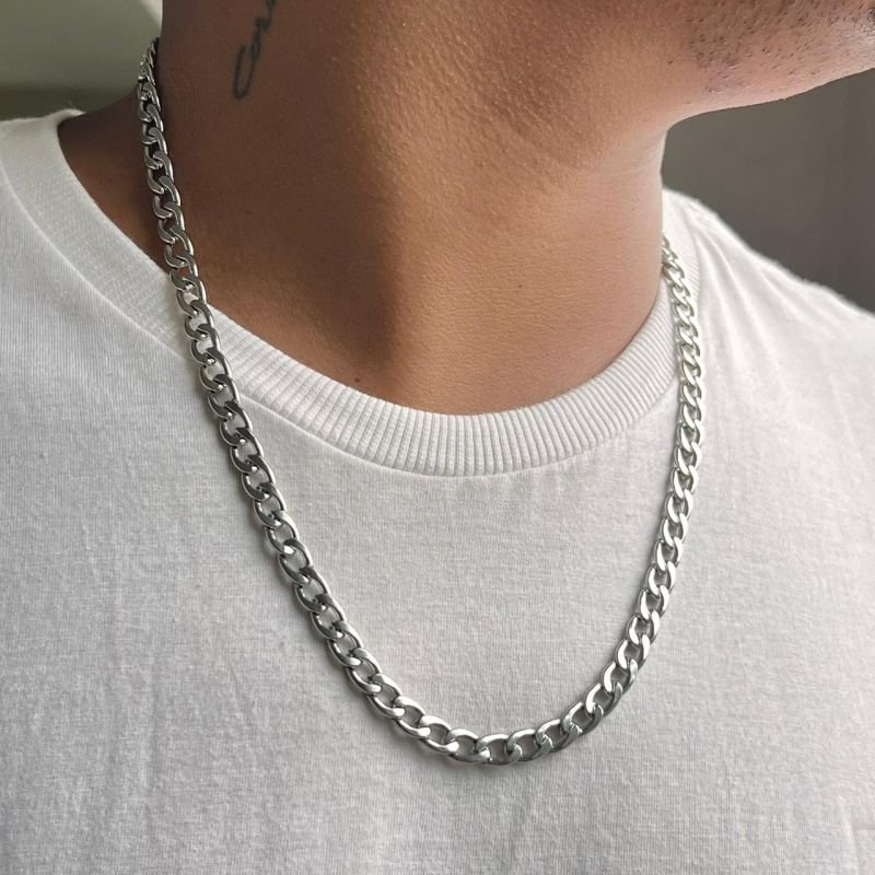 Colar Masculino Aço Inoxidável Ródio - Otávio