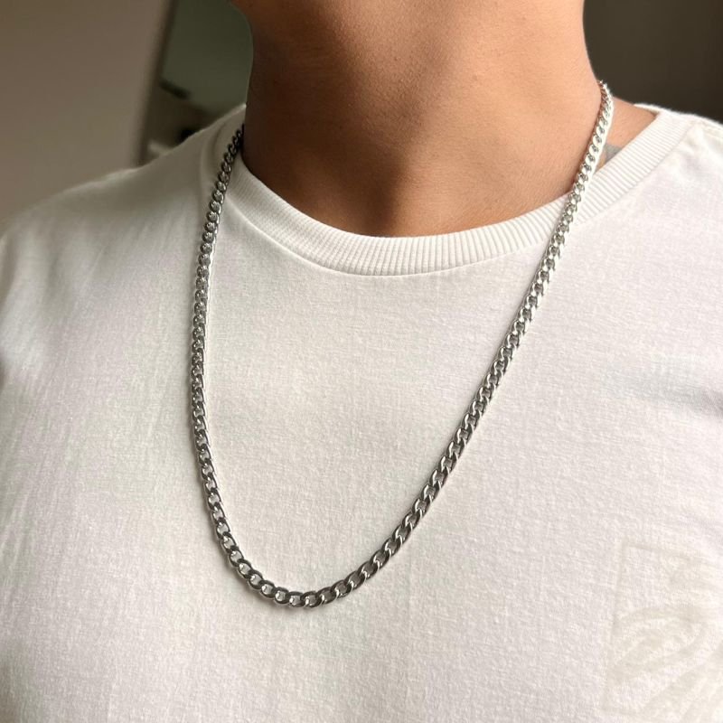 Colar Masculino Aço Inoxidável Ródio - Tarcísio