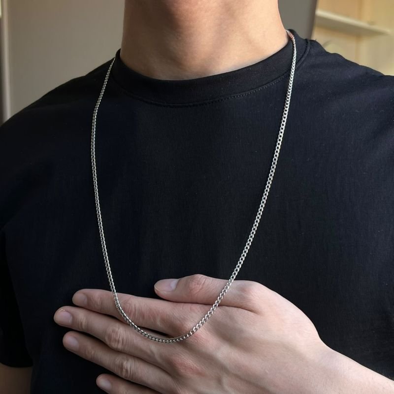 Colar Masculino Jorge Aço Inoxidável Ródio