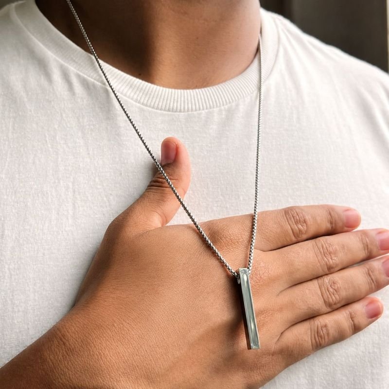 Colar Masculino Palito Aço Inoxidável Dourado/Ródio