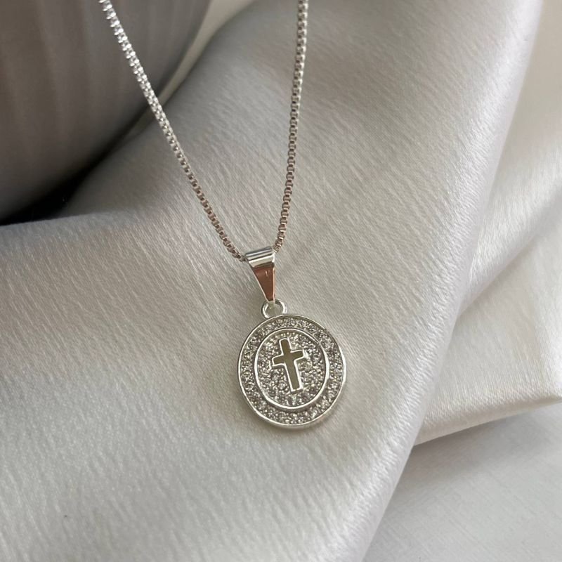 Colar Medalha Nossa Senhora Banho Ouro 18k/Prata 925