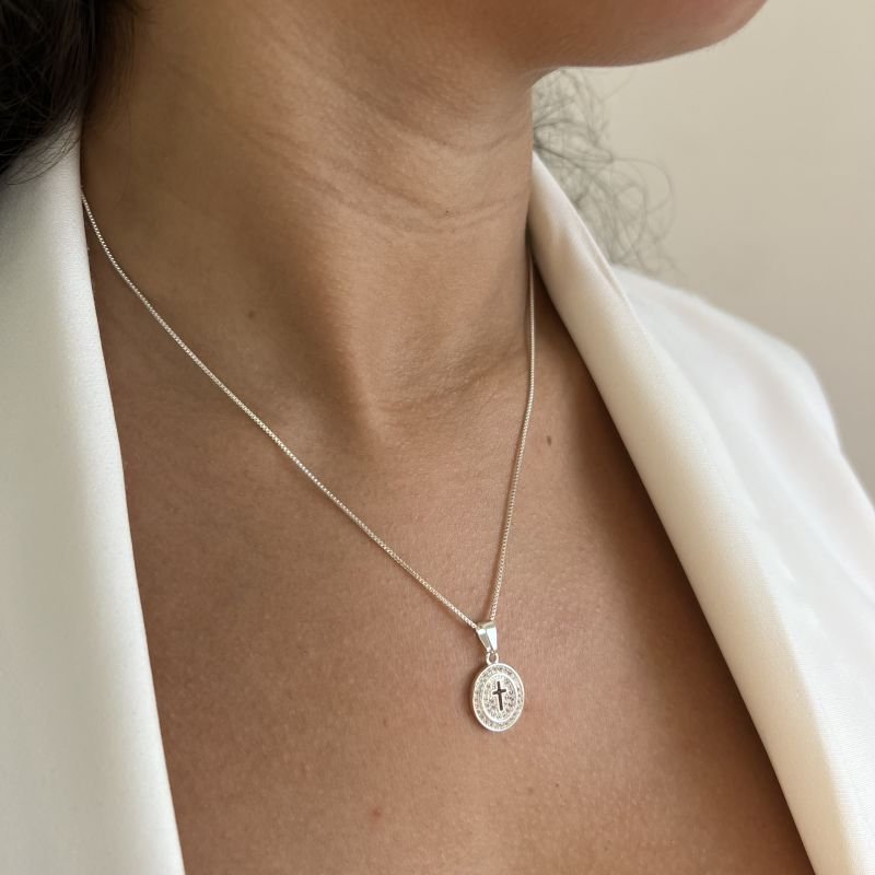 Colar Medalha Nossa Senhora Banho Ouro 18k/Prata 925