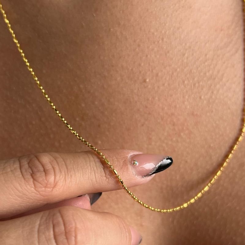 Colar pontilhado Médio 58cm Banho Ouro 18k/Prata 925