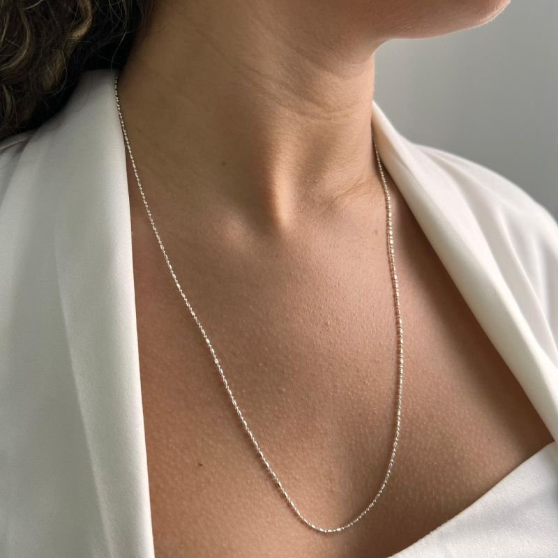 Colar pontilhado Médio 58cm Banho Ouro 18k/Prata 925