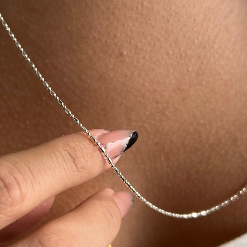 Colar pontilhado Médio 58cm Banho Ouro 18k/Prata 925