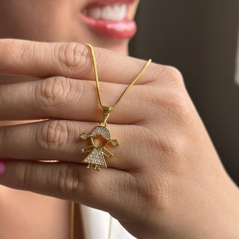 Colar Menina Micro Zircônia Banho Ouro 18k