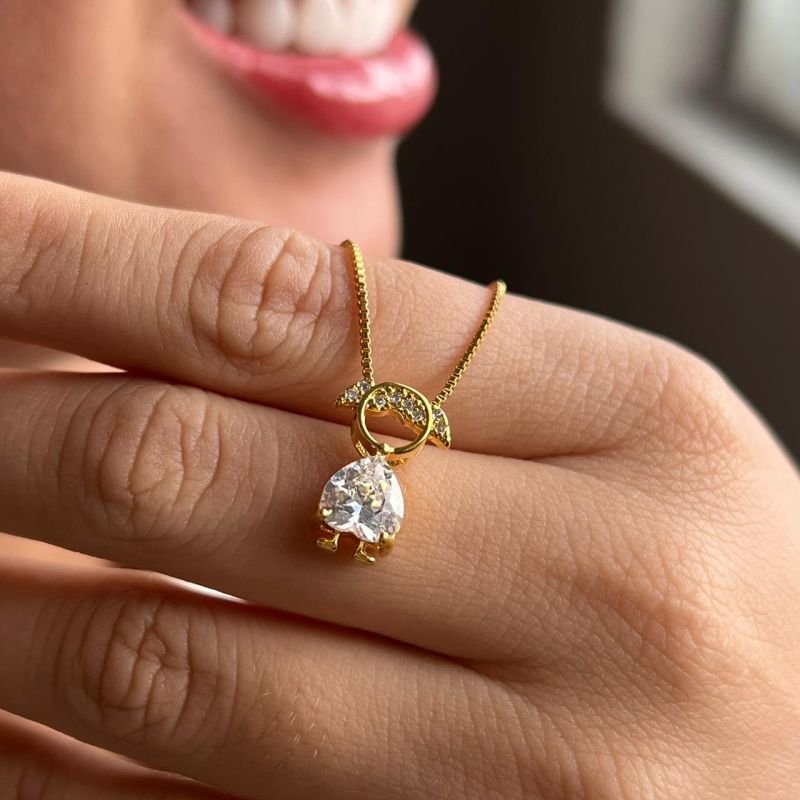 Colar Menina Zircônia Banho Ouro 18k