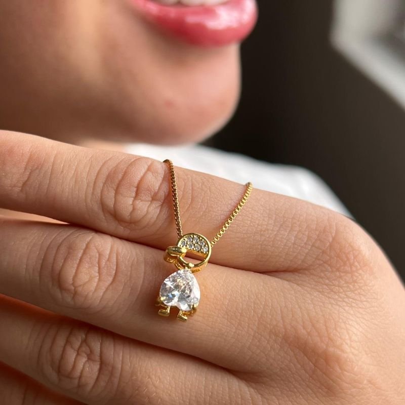 Colar Menino Zircônia Banho Ouro 18k