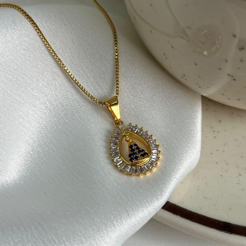 Colar Nossa Senhora Banho Ouro 18k/Prata 925