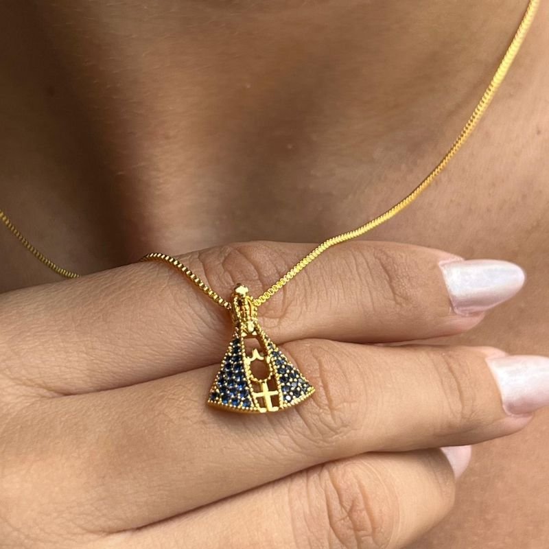 Colar Nossa Senhora Banho Ouro18k/Prata 925