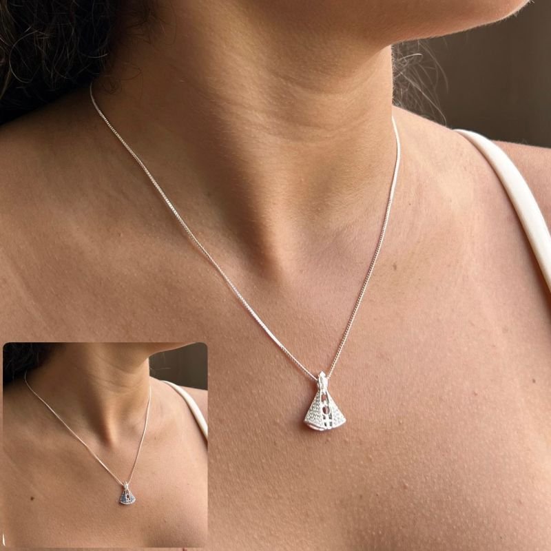 Colar Nossa Senhora Frente/Verso Banho Ouro18k/Prata 925