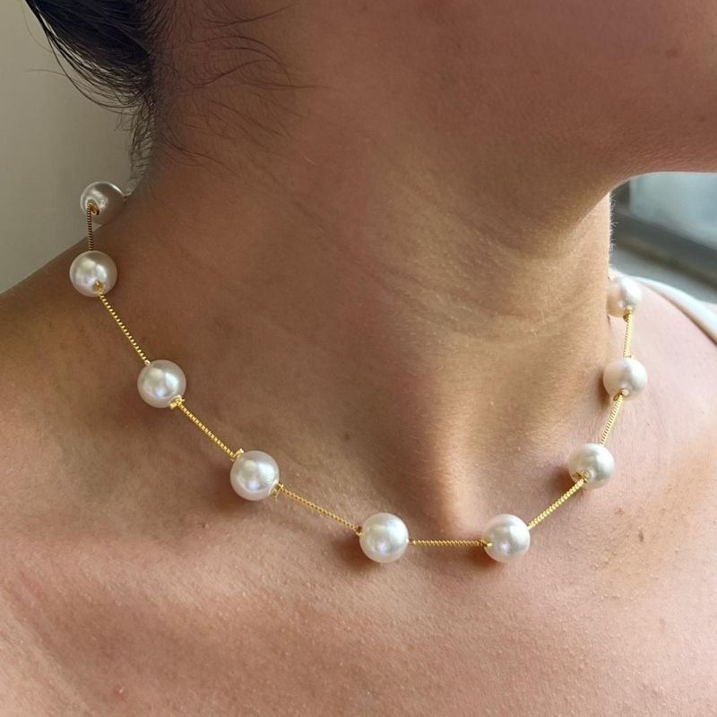 Colar Pérola Banho Ouro18k