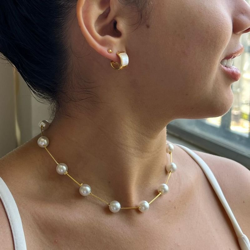 Colar Pérola Banho Ouro18k