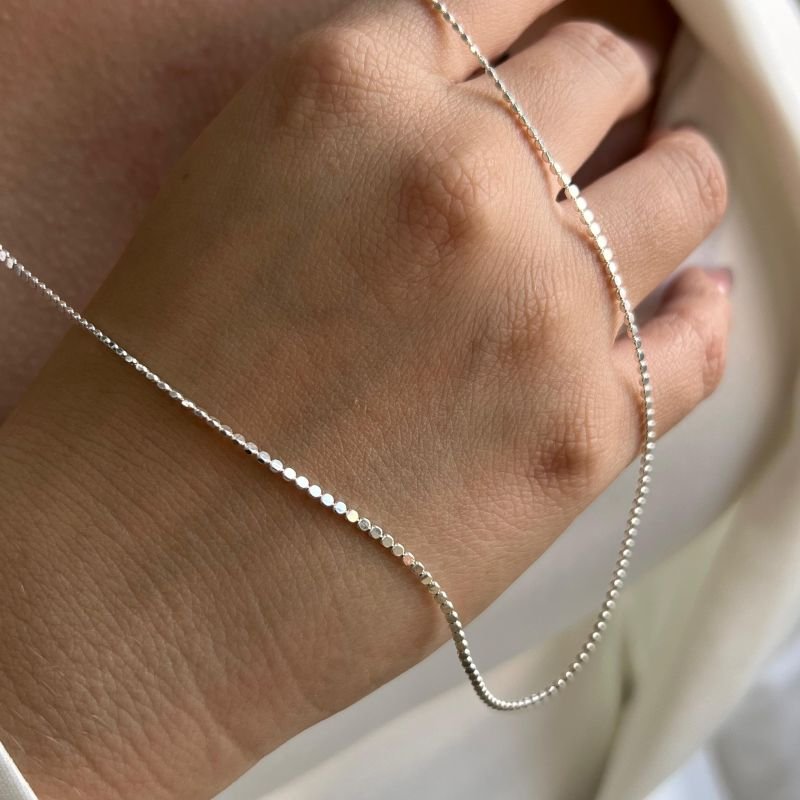 Colar Pontilhado Longo 80cm Banho Ouro18k/Prata 925