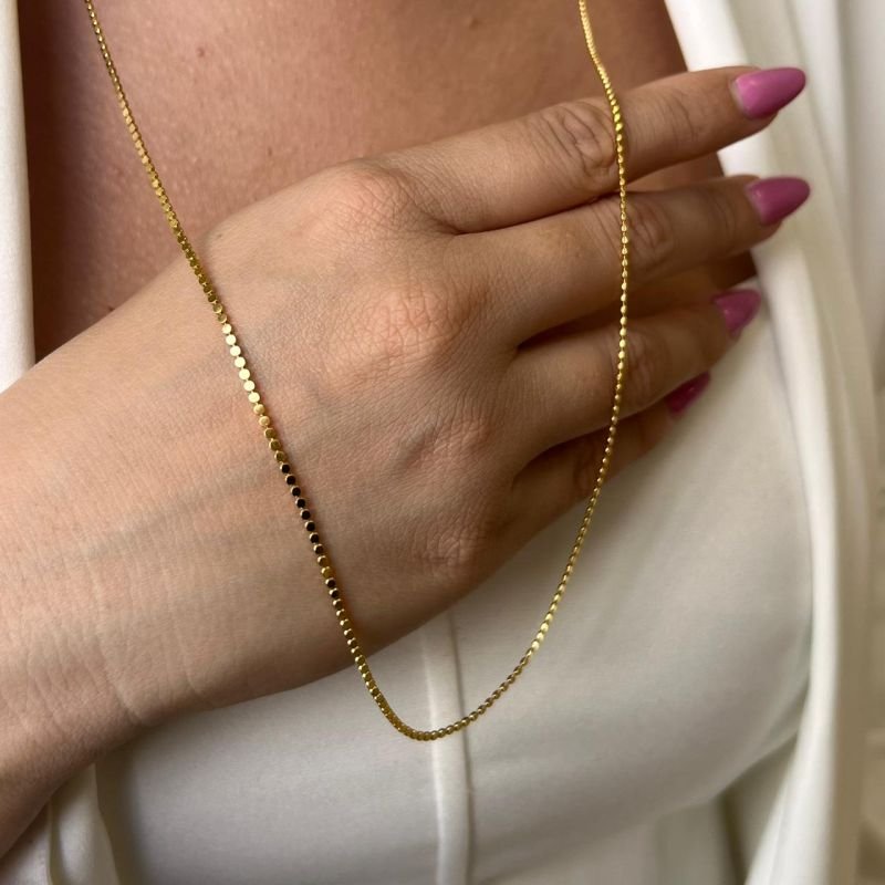 Colar Pontilhado Longo 80cm Banho Ouro18k/Prata 925