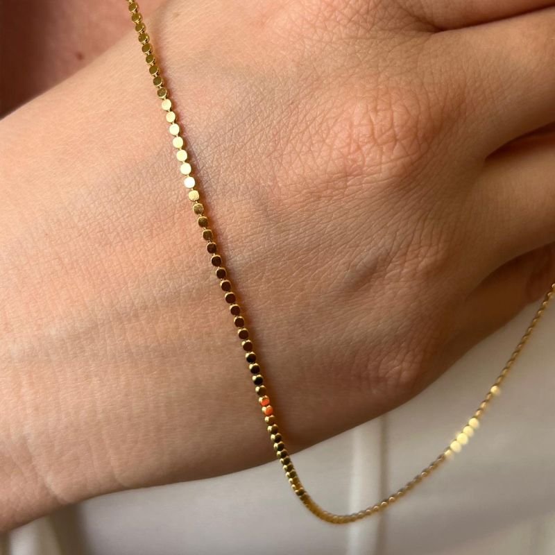 Colar Pontilhado Longo 80cm Banho Ouro18k/Prata 925