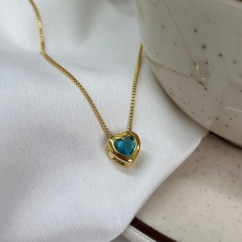 Colar Ponto De Luz Coração Banho Ouro 18k