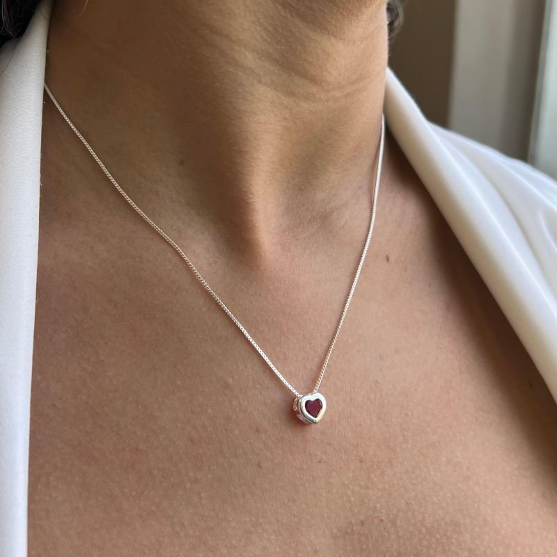 Colar Ponto de Luz Coração Banho Prata 925