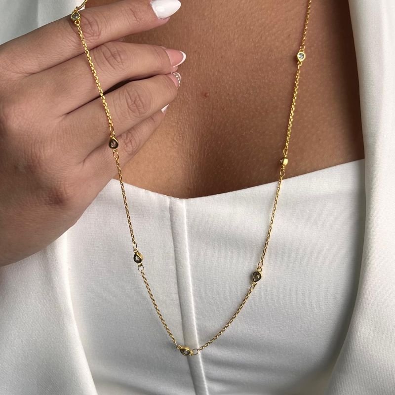 Colar Ponto de Luz Longo 80cm Banho Ouro 18k/Prata 925