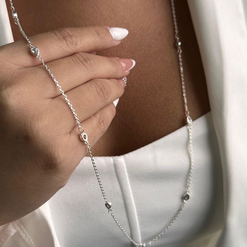 Colar Ponto de Luz Longo 80cm Banho Ouro 18k/Prata 925