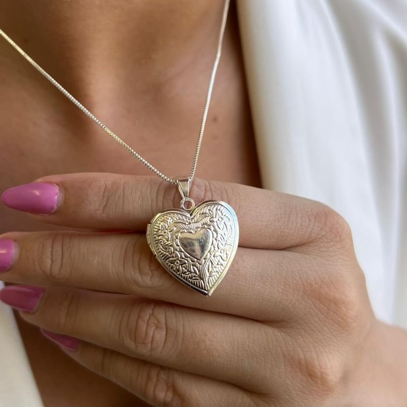 Colar Relicário Coração (M) Banho Ouro 18k/Prata 925